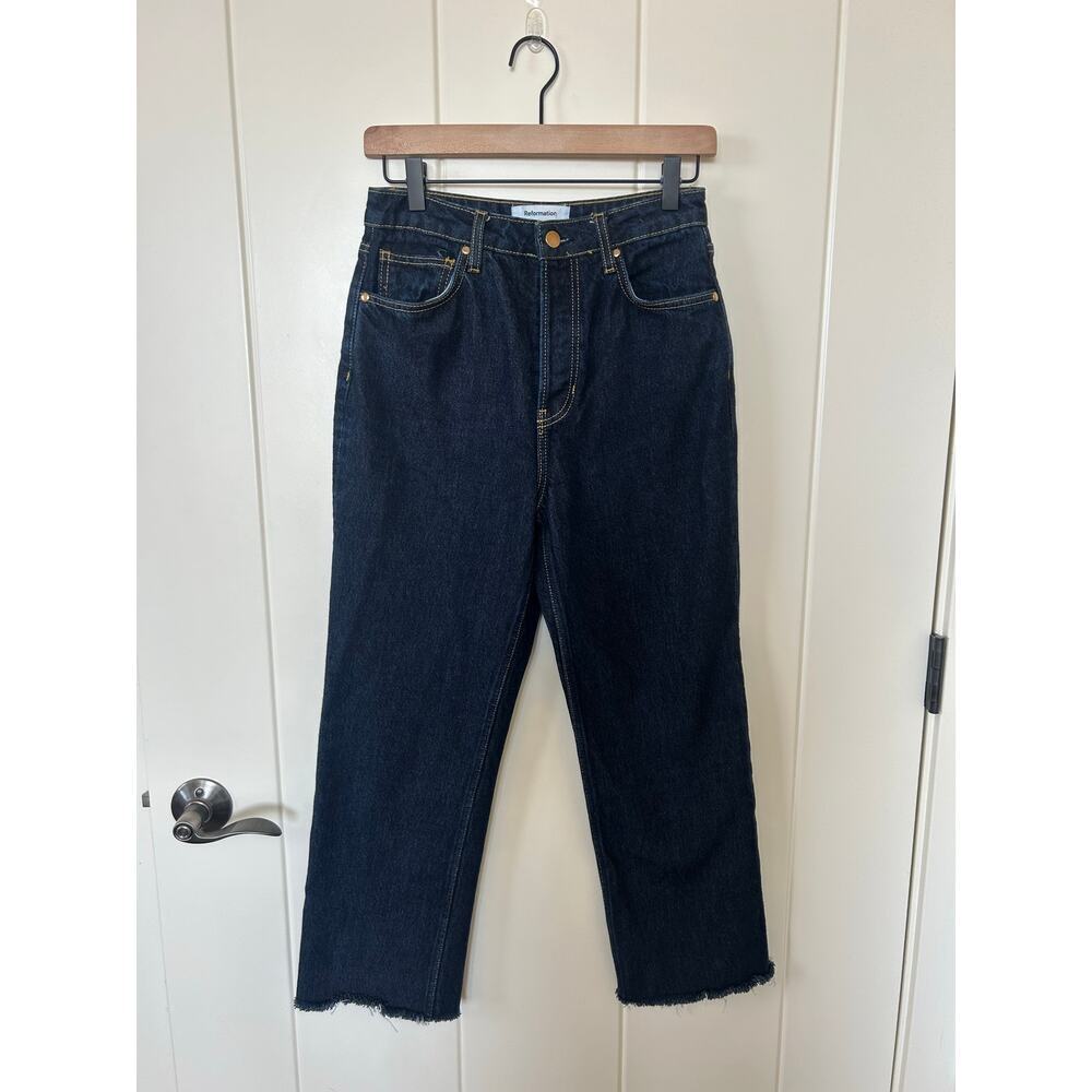 Reformation Cynthia High Rise Straight Raw Hem Jeans Size 27 - Picture 1 of 8